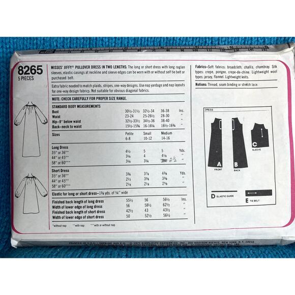 Simplicity 8265 Sewing pattern knit dress scoop neck 1970s size 10 - Picture 3 of 5